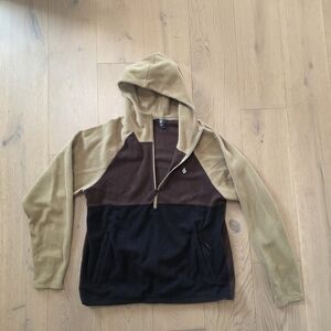 Volcom Men's Tan and Black Zip-Up Sweater
